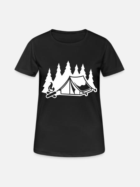 Camping Zelt Lagerfeuer Wald Zelten - Frauen T-Shirt atmungsaktiv - Schwarz