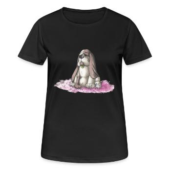 Basset - Frauen T-Shirt atmungsaktiv - Schwarz - Vorne - AI Model Female 172 light (172cm)