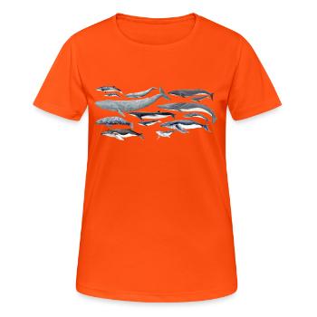 Whales diversity fond transparent - Women's Breathable T-Shirt - neon orange - Front - AI Model Female 172 dark (172cm)