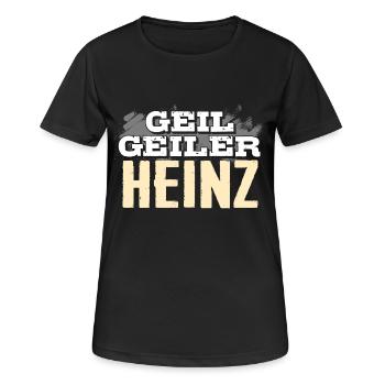HEINZ - geil - Frauen T-Shirt atmungsaktiv - Schwarz - Vorne - AI Model Female 172 light (172cm)