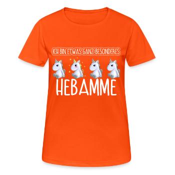 HEBAMME - Toll - Frauen T-Shirt atmungsaktiv - Neonorange - Vorne - AI Model Female 172 dark (172cm)