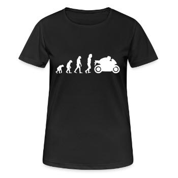 Evolution Geschenk Superbike SBK Motorrad shirt - Frauen T-Shirt atmungsaktiv - Schwarz - Vorne - AI Model Female 172 light (172cm)