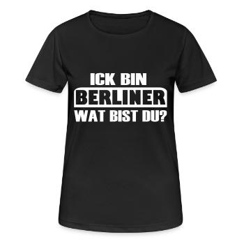 BERLINER - Ick bin Berliner, wat bist du? Berlin - Frauen T-Shirt atmungsaktiv - Schwarz - Vorne - AI Model Female 172 light (172cm)