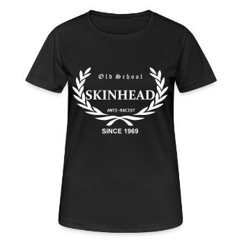 Old School Skinhead Anti-Racist Since 1969 ( - Frauen T-Shirt atmungsaktiv - Schwarz - Vorne - AI Model Female 172 light (172cm)
