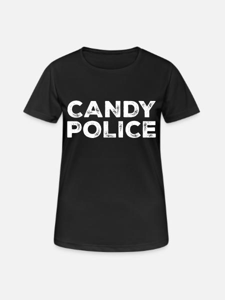Cadeau de police Candy drôle Halloween Costume - T-shirt respirant Femme - noir