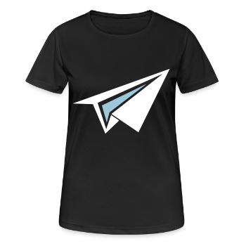 Papierflieger Flugzeug - Frauen T-Shirt atmungsaktiv - Schwarz - Vorne - AI Model Female 172 light (172cm)
