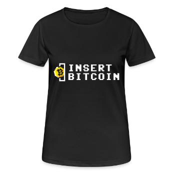 INSERT BITCOIN - Frauen T-Shirt atmungsaktiv - Schwarz - Vorne - AI Model Female 172 light (172cm)