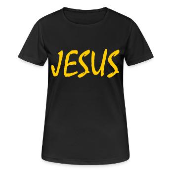 Jesus - Frauen T-Shirt atmungsaktiv - Schwarz - Vorne - AI Model Female 172 light (172cm)