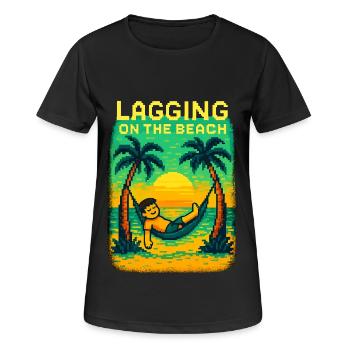 Lagging on the Beach – Pixel Summer Vibes - Women's Breathable T-Shirt - black - Front - AI Model Female 172 light (172cm)