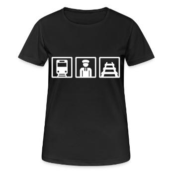 Conducteur de train - T-shirt respirant Femme - noir - Devant - AI Model Female 172 light (172cm)
