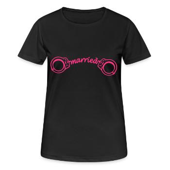 Just Married - Frauen T-Shirt atmungsaktiv - Schwarz - Vorne - AI Model Female 172 light (172cm)