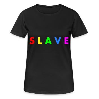 Slave - Frauen T-Shirt atmungsaktiv - Schwarz - Vorne - AI Model Female 172 light (172cm)