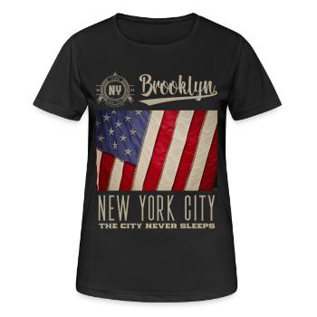 Ville de New York · Brooklyn - T-shirt respirant Femme - noir - Devant - AI Model Female 172 light (172cm)