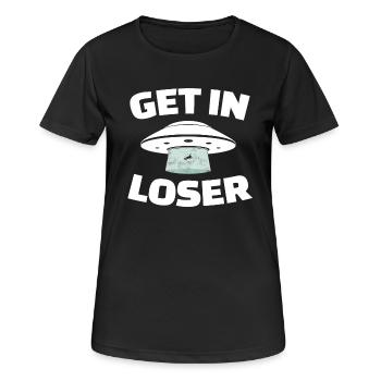 Erhalten Sie in Verlierer Tshirt Alien Lustiger Weltraum Sci-Fi - Frauen T-Shirt atmungsaktiv - Schwarz - Vorne - AI Model Female 172 light (172cm)