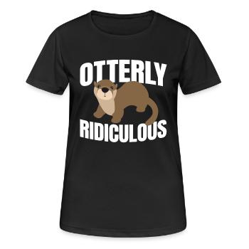 Otterly Ridicule drôle Otter indiquant le cadeau - T-shirt respirant Femme - noir - Devant - AI Model Female 172 light (172cm)