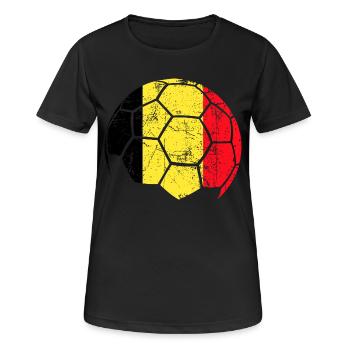 Belgium Soccer Ball Fußball - Frauen T-Shirt atmungsaktiv - Schwarz - Vorne - AI Model Female 172 light (172cm)