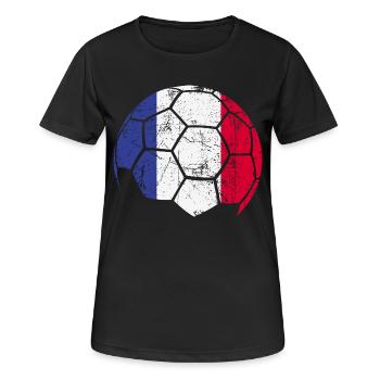 France Soccer Ball Fußball - Frauen T-Shirt atmungsaktiv - Schwarz - Vorne - AI Model Female 172 light (172cm)