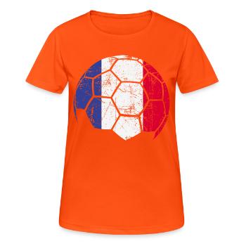 France Soccer Ball Fußball - Frauen T-Shirt atmungsaktiv - Neonorange - Vorne - AI Model Female 172 dark (172cm)