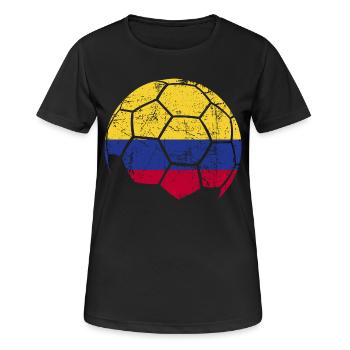 Colombia Soccer Ball Fußball - Frauen T-Shirt atmungsaktiv - Schwarz - Vorne - AI Model Female 172 light (172cm)