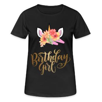 Birthday Girl Unicorn Glitter Girl Shirt - Women's Breathable T-Shirt - black - Front - AI Model Female 172 light (172cm)