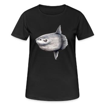 Arlequin - océan arlequin - Mola mola Poisson Lune - T-shirt respirant Femme - noir - Devant - AI Model Female 172 light (172cm)
