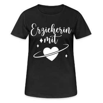 Erzieherin mit Herz - Frauen T-Shirt atmungsaktiv - Schwarz - Vorne - AI Model Female 172 light (172cm)