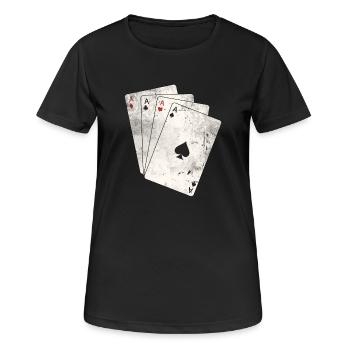 Poker Cards Poker Gambling Card Game Gambling - Women's Breathable T-Shirt - black - Front - AI Model Female 172 light (172cm)