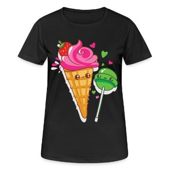 Happy ice cream and lollipops are in love - Women's Breathable T-Shirt - black - Front - AI Model Female 172 light (172cm)