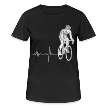 Shirt Geschenk Heartbeat Fahrrad Radrennen - Frauen T-Shirt atmungsaktiv - Schwarz - Vorne - AI Model Female 172 light (172cm)