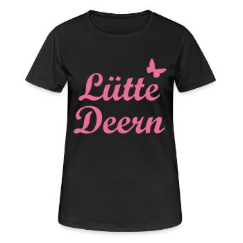 Lütte Deern | Kleines Mädchen Plattdeutsch Norden - Frauen T-Shirt atmungsaktiv - Schwarz - Vorne - AI Model Female 172 light (172cm)