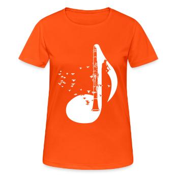 Clarinette clarinette joueur T-shirt cadeau - T-shirt respirant Femme - orange néon - Devant - AI Model Female 172 dark (172cm)