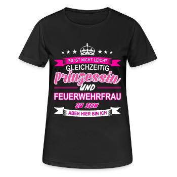 Feuerwehrfrau - Frauen T-Shirt atmungsaktiv - Schwarz - Vorne - AI Model Female 172 light (172cm)