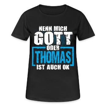 THOMAS - ok - Frauen T-Shirt atmungsaktiv - Schwarz - Vorne - AI Model Female 172 light (172cm)