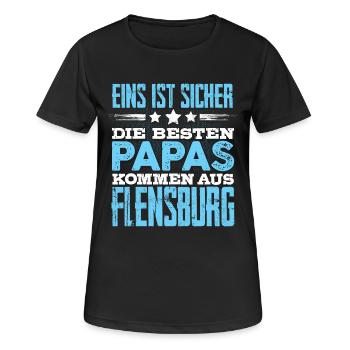 FLENSBURG - Papa - Frauen T-Shirt atmungsaktiv - Schwarz - Vorne - AI Model Female 172 light (172cm)