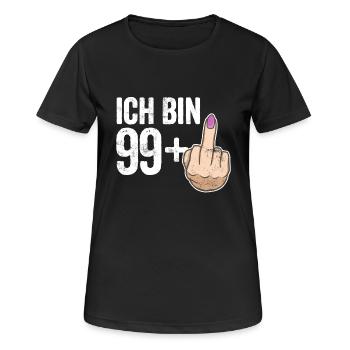 100. Geburtstag: Lustiges Geburtstag Geschenk 99+1 - Frauen T-Shirt atmungsaktiv - Schwarz - Vorne - AI Model Female 172 light (172cm)