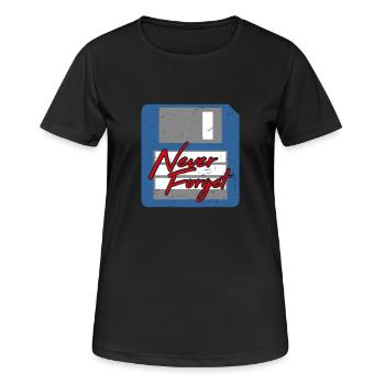 Never Forget Diskette Computer Speicher PC Retro - Frauen T-Shirt atmungsaktiv - Schwarz - Vorne - AI Model Female 172 light (172cm)