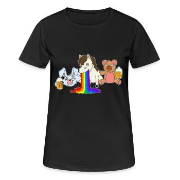 Rainbow Pferd Bär Hase Junggesellenabschied Bier - Frauen T-Shirt atmungsaktiv - Schwarz - Vorne - AI Model Female 172 light (172cm)