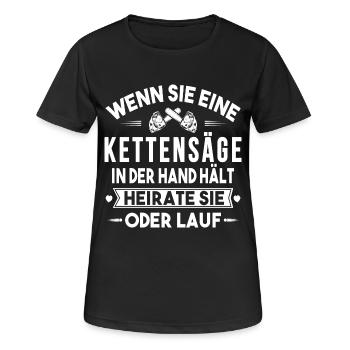 Woodcutter - woman and chainsaw - Women's Breathable T-Shirt - black - Front - AI Model Female 172 light (172cm)