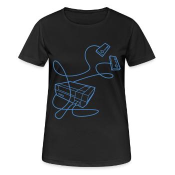 NES Console - T-shirt respirant Femme - noir - Devant - AI Model Female 172 light (172cm)