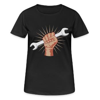 Strong hobbyist! Wrench Mechanic - Women's Breathable T-Shirt - black - Front - AI Model Female 172 light (172cm)