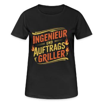Ingenieur und Auftragsgriller - Frauen T-Shirt atmungsaktiv - Schwarz - Vorne - AI Model Female 172 light (172cm)