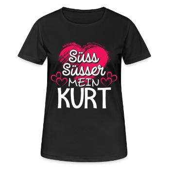 KURT - süss - Frauen T-Shirt atmungsaktiv - Schwarz - Vorne - AI Model Female 172 light (172cm)