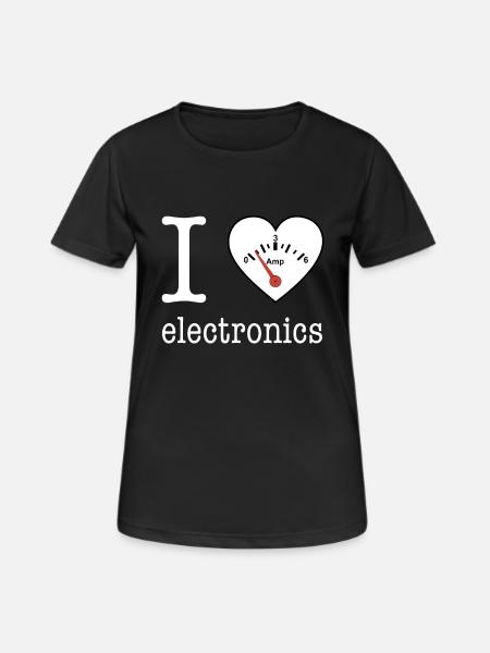 I love Electronics - electronics / gift idea - Women's Breathable T-Shirt - black