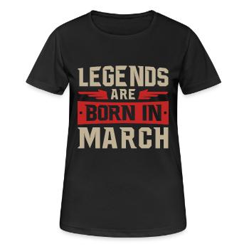 LÉGENDES SONT NÉS EN MARS - T-shirt respirant Femme - noir - Devant - AI Model Female 172 light (172cm)