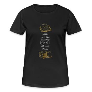 Buch - Bücher lesen - Frauen T-Shirt atmungsaktiv - Schwarz - Vorne - AI Model Female 172 light (172cm)