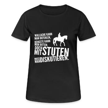 Pferdeliebe - Frauen T-Shirt atmungsaktiv - Schwarz - Vorne - AI Model Female 172 light (172cm)