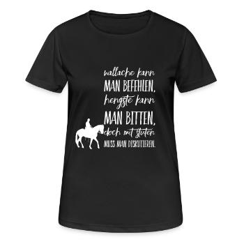 Pferdeliebe - Frauen T-Shirt atmungsaktiv - Schwarz - Vorne - AI Model Female 172 light (172cm)