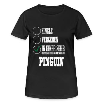 In einer Beziehung mit meinem Pinguin - Frauen T-Shirt atmungsaktiv - Schwarz - Vorne - AI Model Female 172 light (172cm)