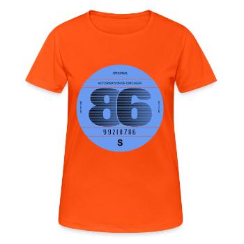 vignette 1986 France rétro vintage voiture - T-shirt respirant Femme - orange néon - Devant - AI Model Female 172 dark (172cm)