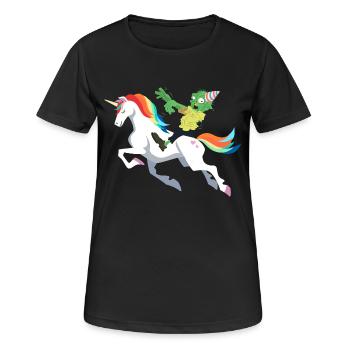 Happy Halloween Einhorn Zombie lustig Geschenk - Frauen T-Shirt atmungsaktiv - Schwarz - Vorne - AI Model Female 172 light (172cm)